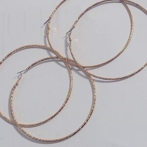 Huge Gold Hoop Earrings Set of Two, 10cm diameter EUC
